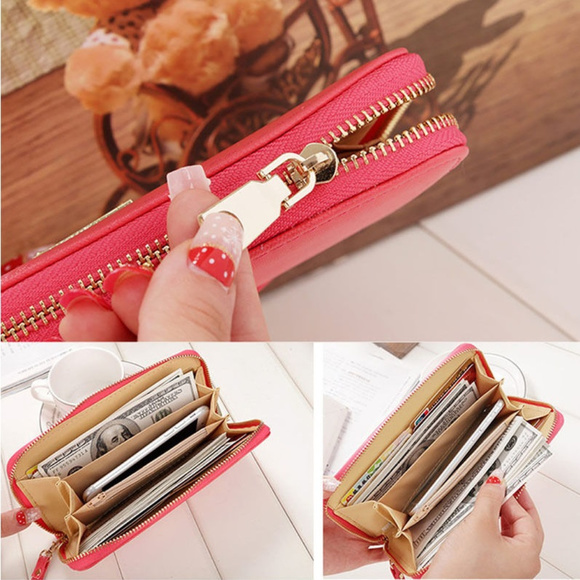 Long wallet with zipper in soft pink NWOT - Picture 2 of 3